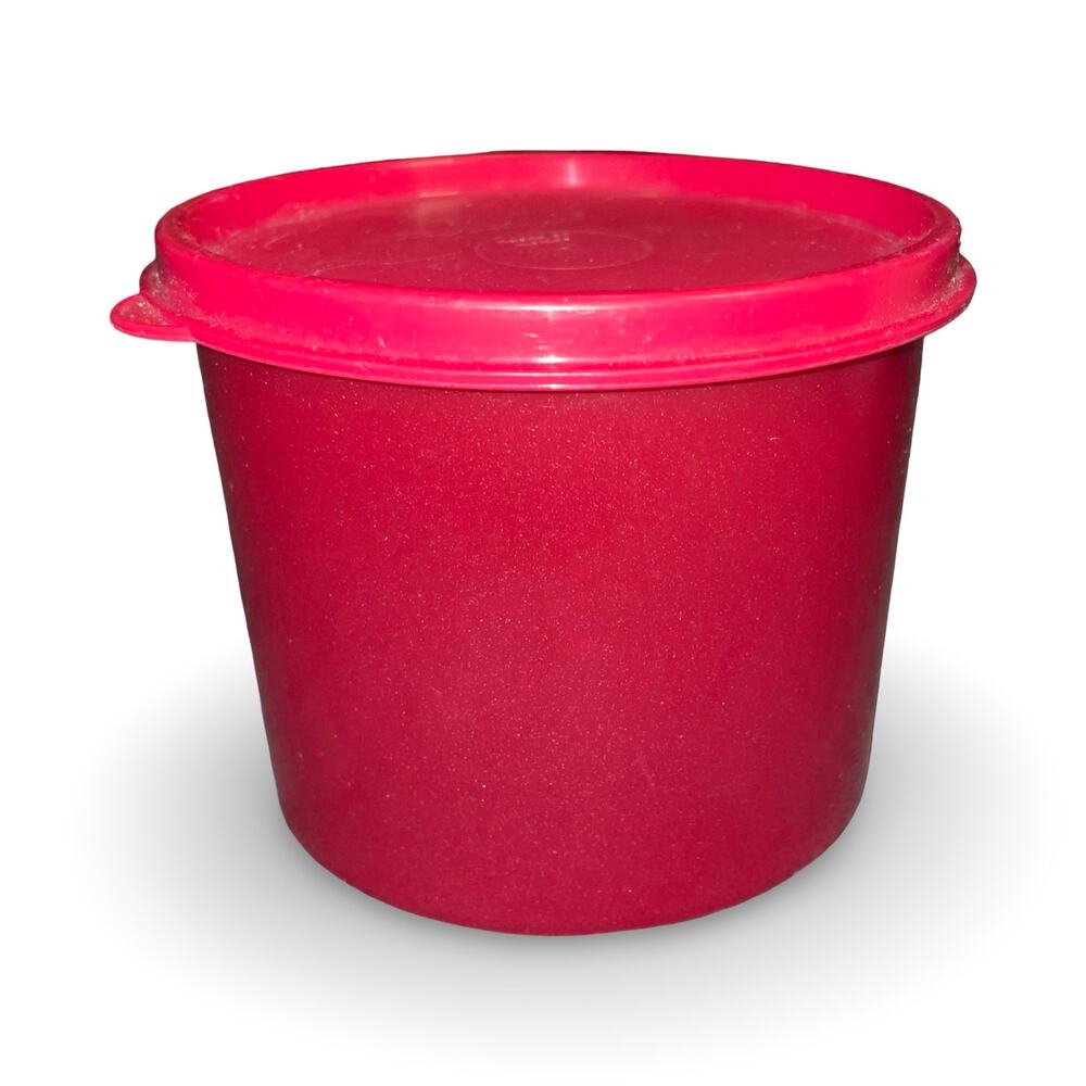 Tupperware Red Shimmer 2 Cup Storage Bowl 4623B Fuchsia Berry Cup Lid 5227A